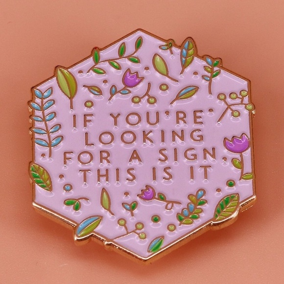 Jewelry - Cute Looking for a Sign Gold Enamel Pin
